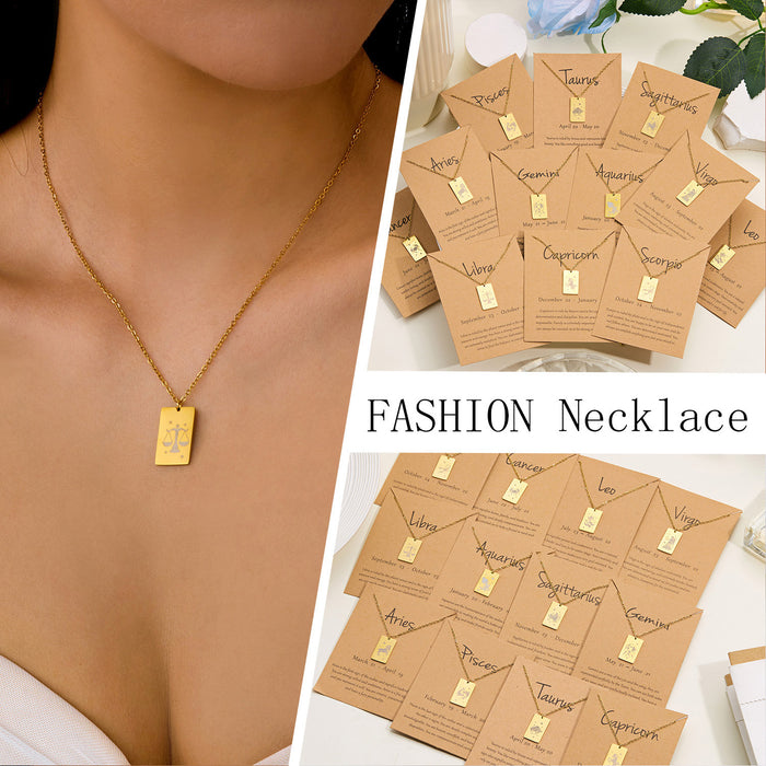 Wholesale Stainless steel constellation necklace square titanium steel non-fading clavicle necklace