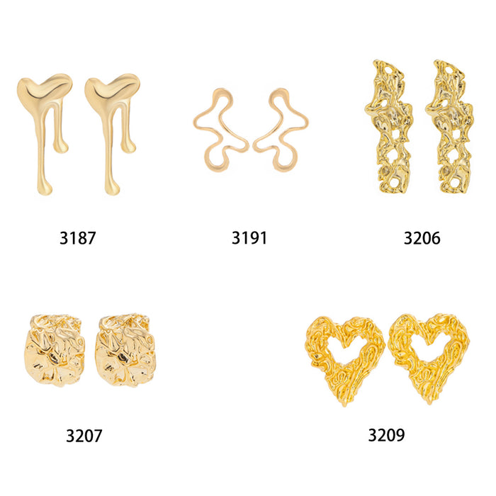 Wholesale Personalized lava heart-shaped liquid droplet earrings with irregular geometric folds