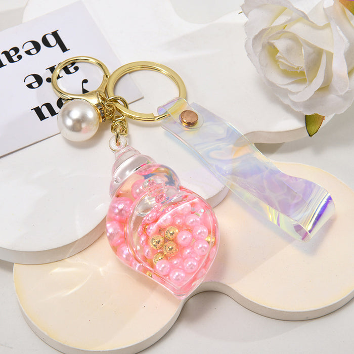 Wholesale Hourglass bottle seaside pearl small seashell keychain