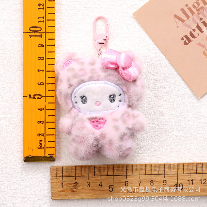 Wholesale 5 PCS Cute big-eared animal leopard print cat keychains