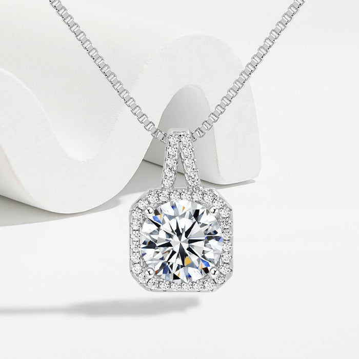 Wholesale Twelve Stars Stone Square Sugar Necklace High-grade Four-claw Square Bag Necklace