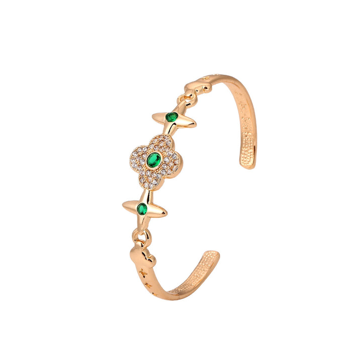 Wholesale High end, super sparkling, diamond studded vintage bracelet with fashionable personality, exquisite commuting, versatile and adjustable opening