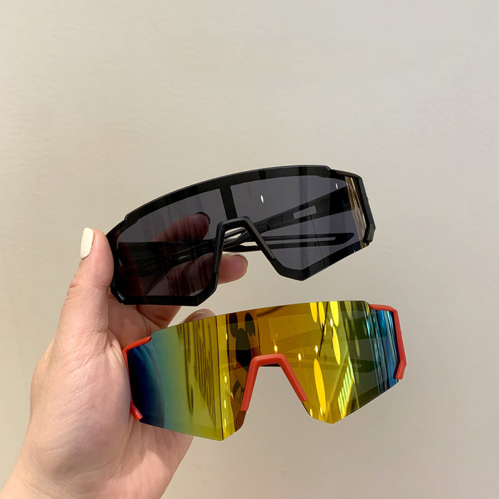 Wholesale Children's sports sunglasses, large frame skiing goggles, riding windproof glasses, boys' UV resistant cool sunglasses