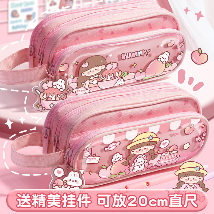 Wholesale Cute Style Pencil Case Double-layer Hat Design Multi-layer Storage for School