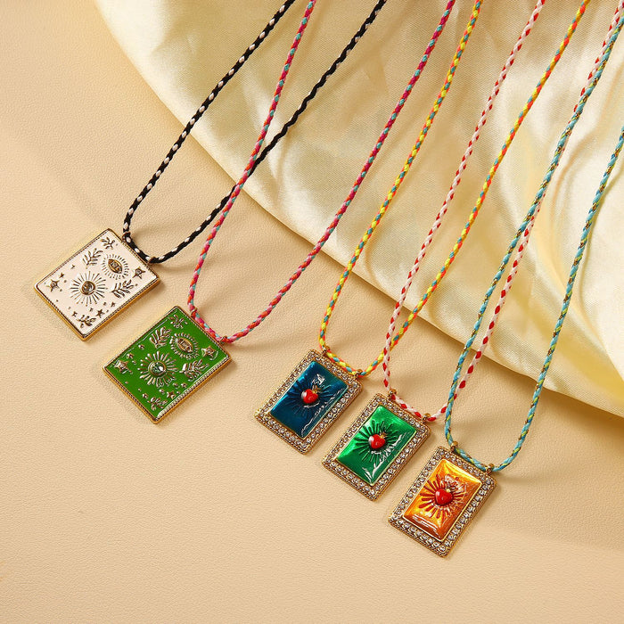 Wholesale Wholesale of Artistic Stainless Steel Colorful Dripping Oil Dafang Brand Cotton Rope Necklace