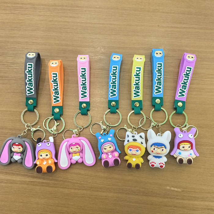 Wholesale Cartoon soft rubber 3D doll pendant Keychains