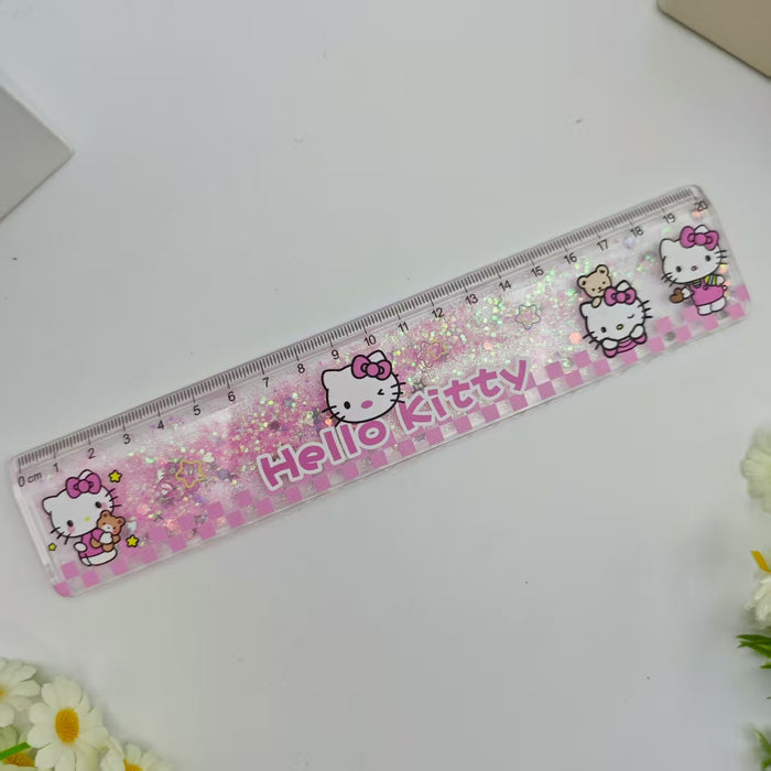 Wholesale Cartoon Quicksand Ruler Gold Powder Decompression Glitter Ruler Set