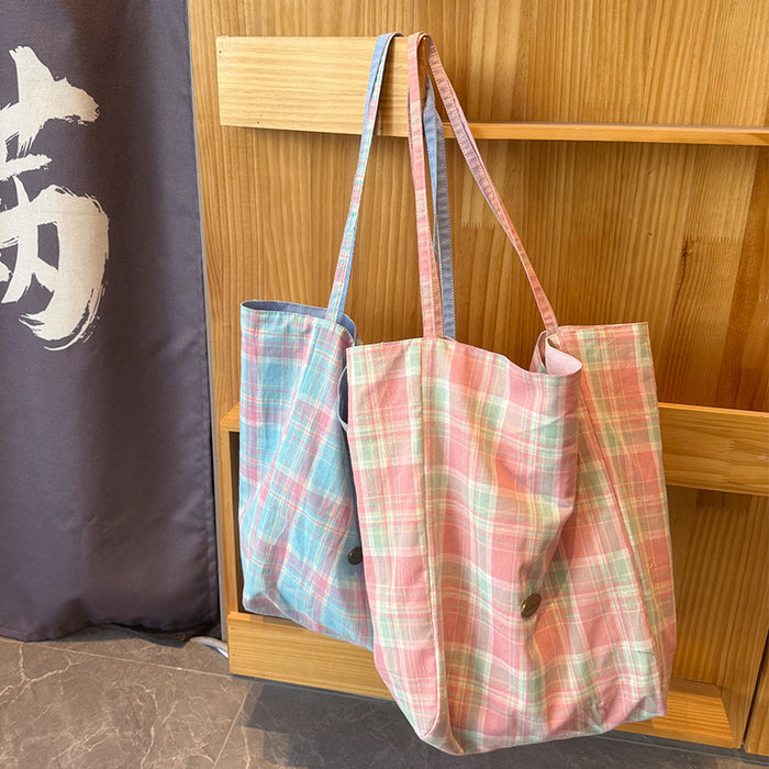 Wholesale New minimalist grid double-sided tote bag commuting shoulder bag