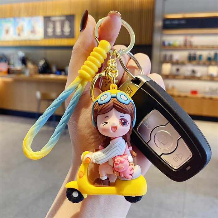 Wholesale Creative Electric Car Keychain Female Cute Couple Key Chain Pendant Car Key School Bag Hanging Cartoon Small Gift