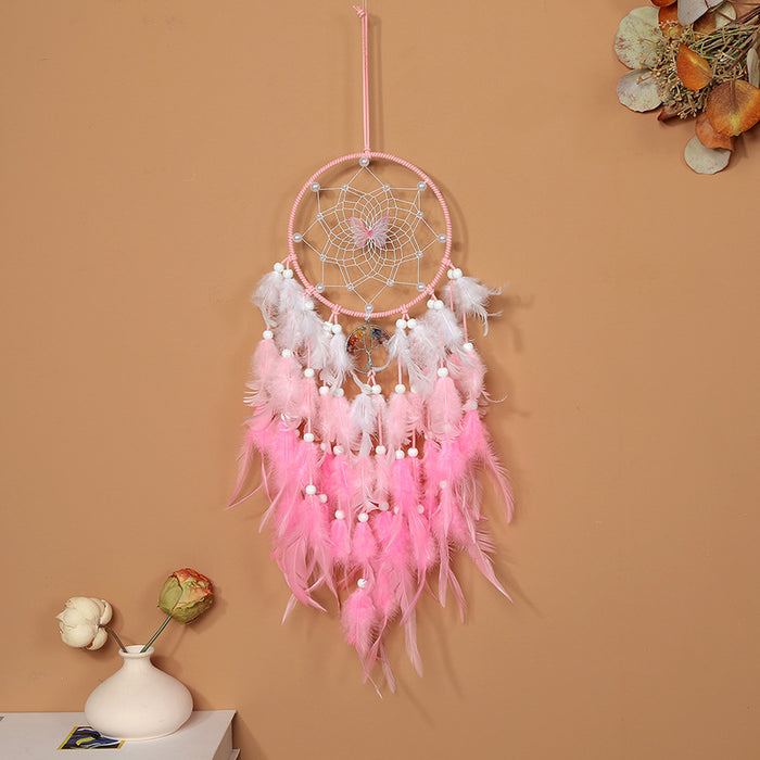 Wholesale Handmade Pearl Woven Four Color Butterfly Dream Catcher JDC-DC-ZH027