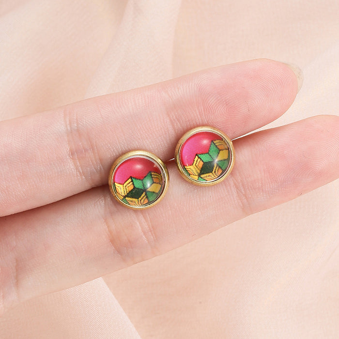 Wholesale Personalized, simple and exquisite DIY button earrings with geometric earrings