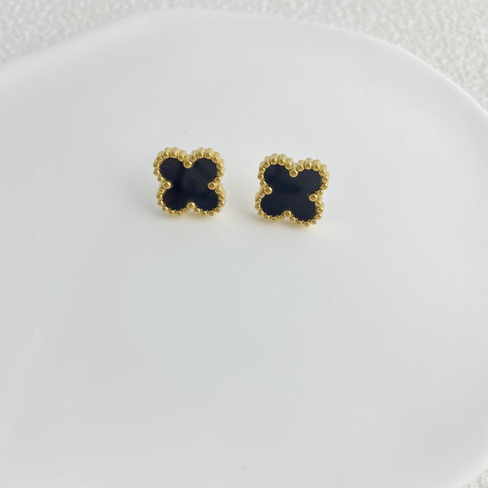Wholesale Laser Four-Leaf Clover Titanium Steel Necklace Earrings Ring Bracelet JDC-NE-BaiQing008