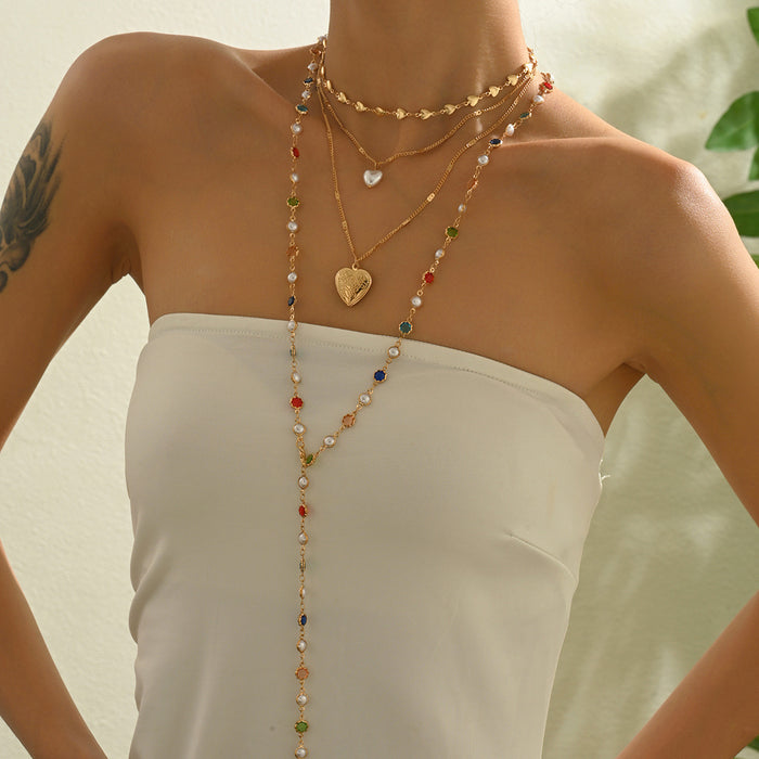 Wholesale Multi-Layer Sun Pendant Necklace Gold Alloy Trendy Fashion Accessory