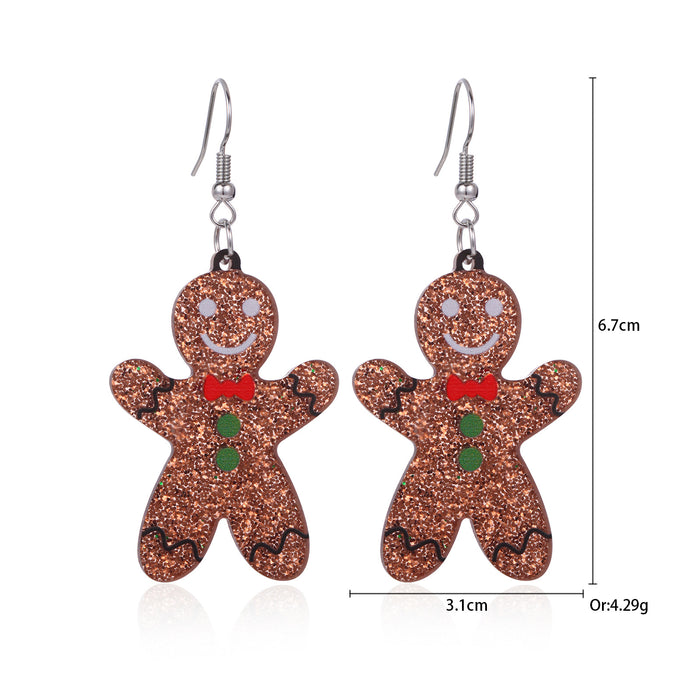 Wholesale Alloy bell snowman elk gingerbread man earrings Christmas earrings