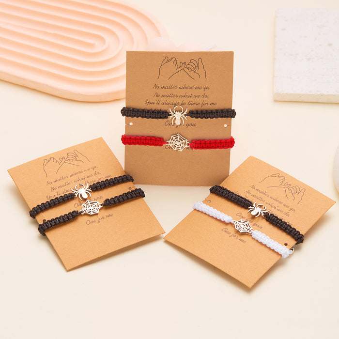 Wholesale  Woven Hand Rope Simple Paper Card Pair Pack Couple Bracelet