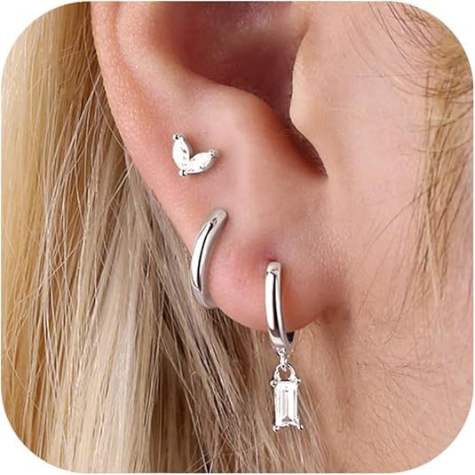 Wholesale Diamond inlaid square zircon ear buckle, light luxury, high-end, fashionable earrings, ear rings, accessories