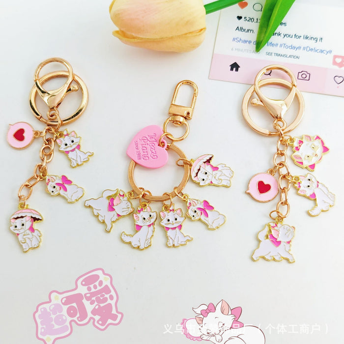 Wholesale Cartoon Cat Keychain Metal Creative Cute Cat Girlfriend Bag Pendant Couple Cat Ornament