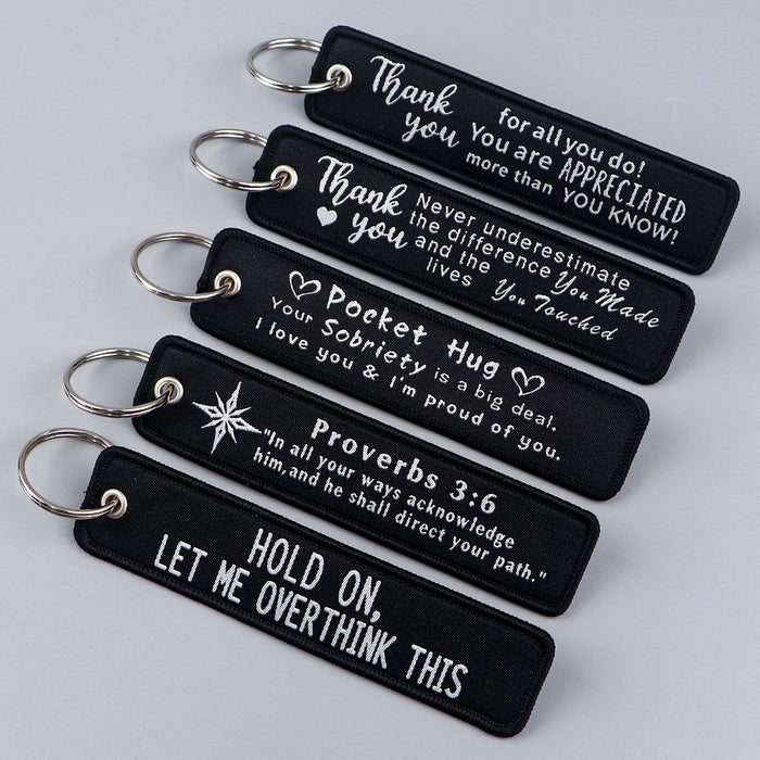 Wholesale Minimalist Quotations Weaving Mark Keychain Fabric Keychain Accessories