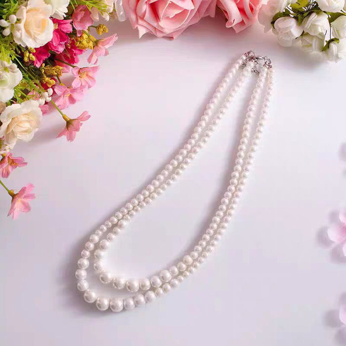 Wholesale Pearl necklace, double layered necklace, elegant and fashionable, photography collarbone chain