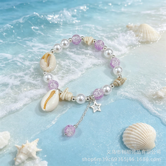 Wholesale Seaside Vacation Starfish Beaded Bracelet Glass Glazed Jewelry Gift