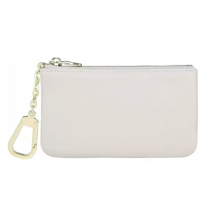 Wholesale Cowhide Mini Ultra-thin Wallet Women's Simple Keychain Coin Bag Soft Leather Zipper Coin Purse