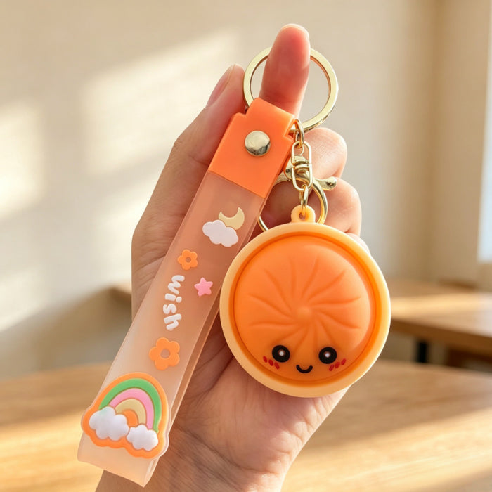 Wholesale PVC Soft Simulated Bun Keychain Trendy Car Key Accessory for Couples