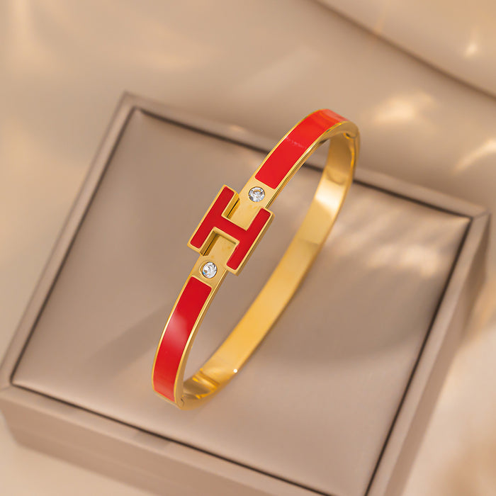 Wholesale Stainless Steel Buckle Enamel Letter H Bracelet JDC-BT-OBK001