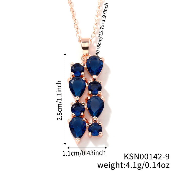 Wholesale Necklace Colored Stone Zircon Pendant Long Necklace Colorful Necklace