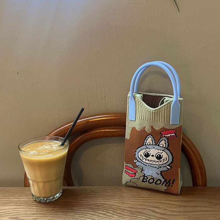 Wholesale Mobile Phone Bag Wool Knitted Small Square Bag  Small Bag Contrast Color