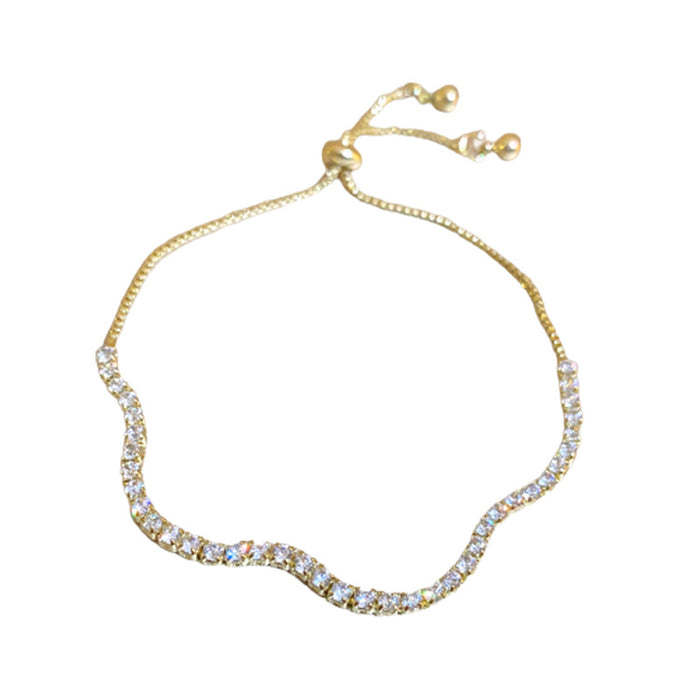 Wholesale Adjustable rhinestone cube zircon round spliced bracelet