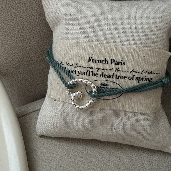 Wholesale Pure silver bracelet with a niche design that can be layered with a heart-shaped colored bracelet jewelry