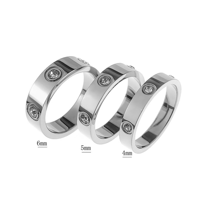 Wholesale Six Diamond Titanium Steel Ring JDC-RS-XinGang001