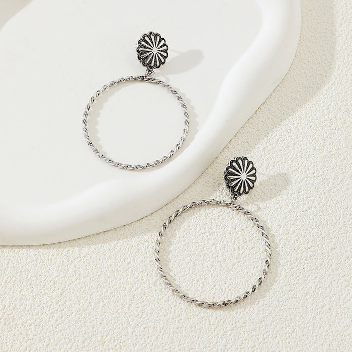 Wholesale Western style vintage pinto highland cattle desert sunset pattern pendant earrings