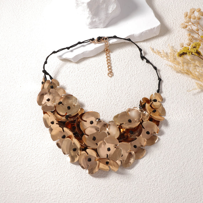 Wholesale Waterfall Multi-layer Metal Flower Wipe Rope Clavicle Chain Unique