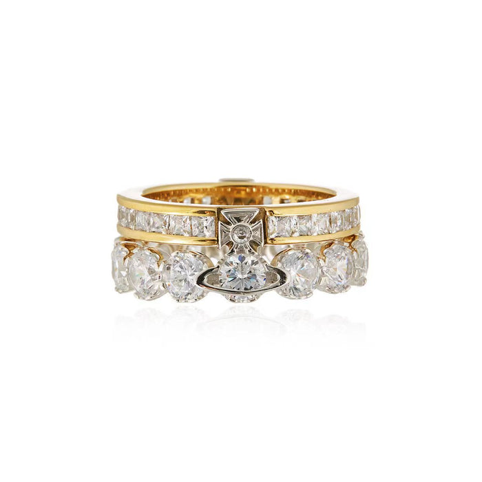 Wholesale Double-layer Flash Diamond Saturn Rings