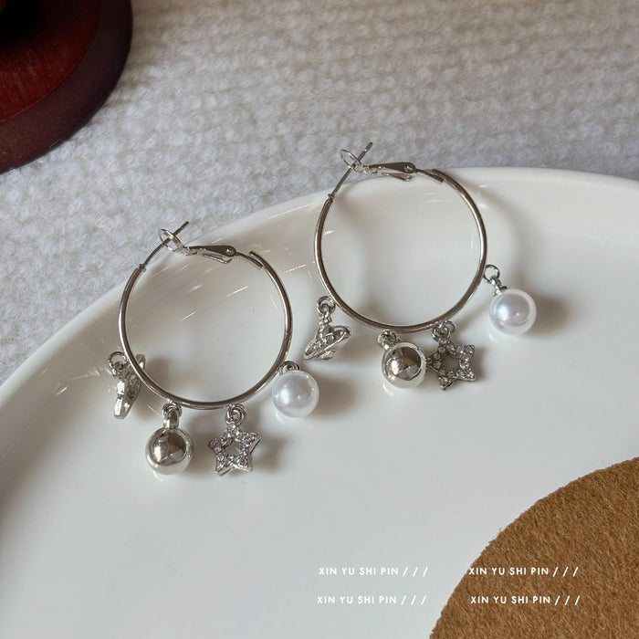 Wholesale Unique tassel earrings with a niche design circle, high-end and versatile earrings