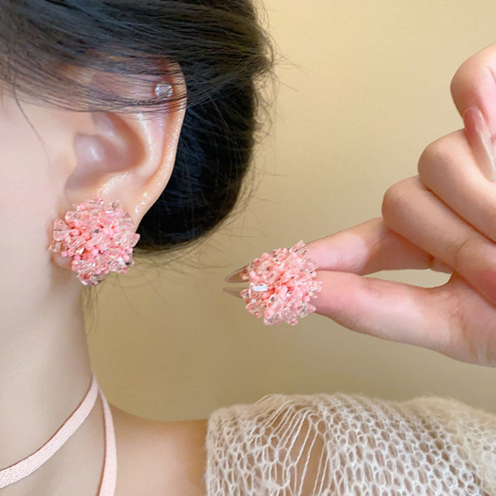 Wholesale Flower bead earrings, light luxury, niche earrings, unique and atmospheric earrings