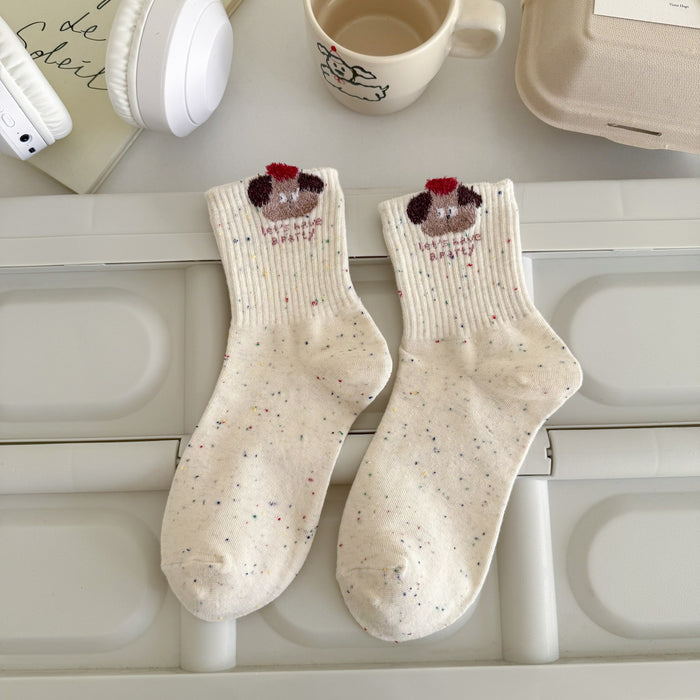 Wholesale New Socks Children's Cartoon Love Rabbit Dot Yarn Women's Middle Tube Cotton Socks