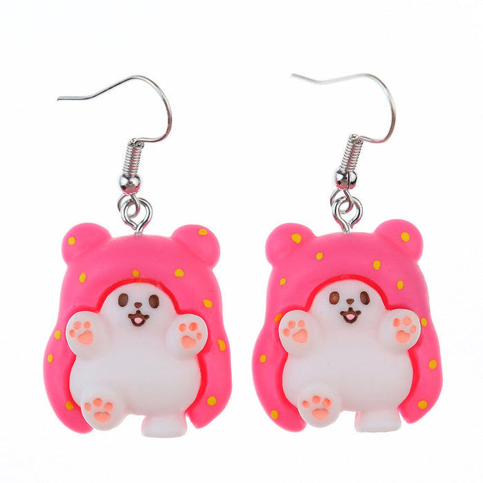 Wholesale Cartoon Animal Hopping Bear Earrings JDC-NS-NiQing013