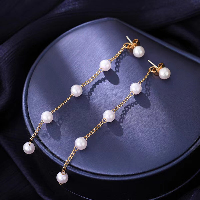 Wholesale Tassel Long Earrings Pearl Long Chain Women's Jewelry