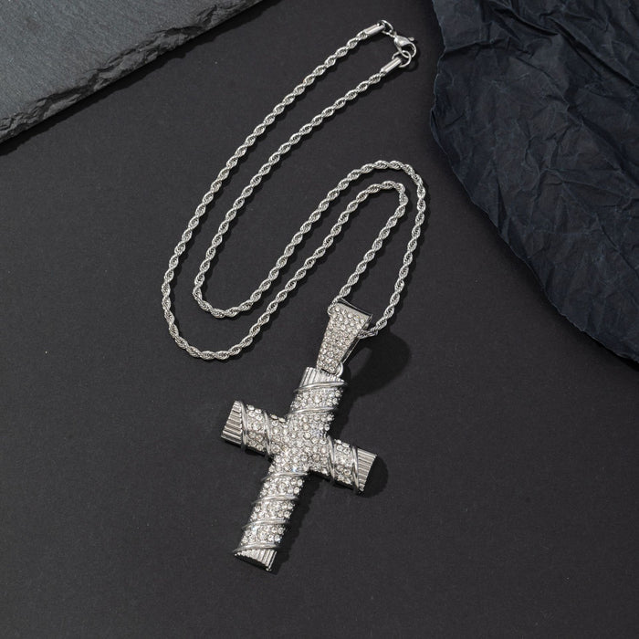 Wholesale New Personalized Full Diamond Cross Pendant Cuban Necklace Street Pendant Accessories