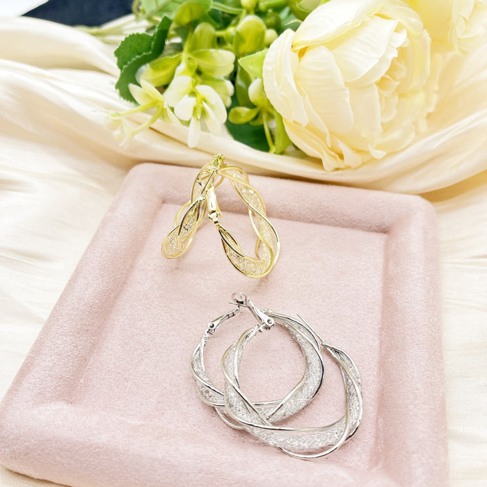 Wholesale Retro style fashion temperament hollow mesh earrings with niche design, light luxury, atmosphere, high-end sense, fashionable earrings