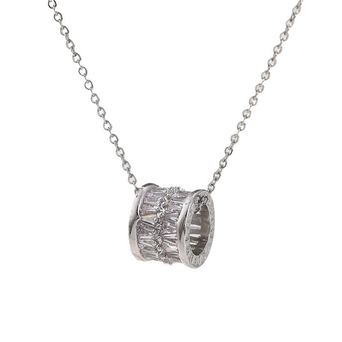Wholesale Round Ring Full Diamond Titanium Steel Necklace JDC-NE-Minuo006