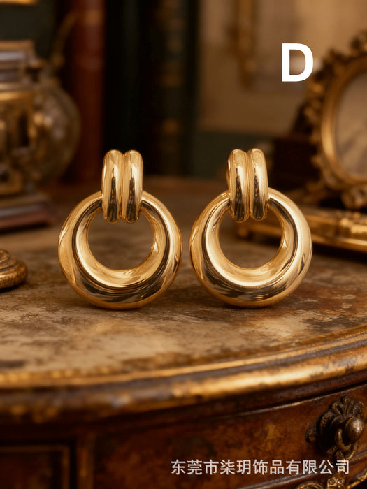 Wholesale Retro Metal Geometric Earrings Accessible  Women's Jewelry