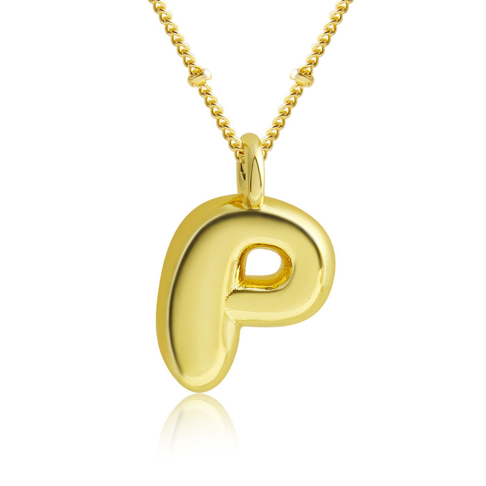 Wholesale Bubble Polished Letter Pendant Copper Necklace JDC-NE-BaiTian012