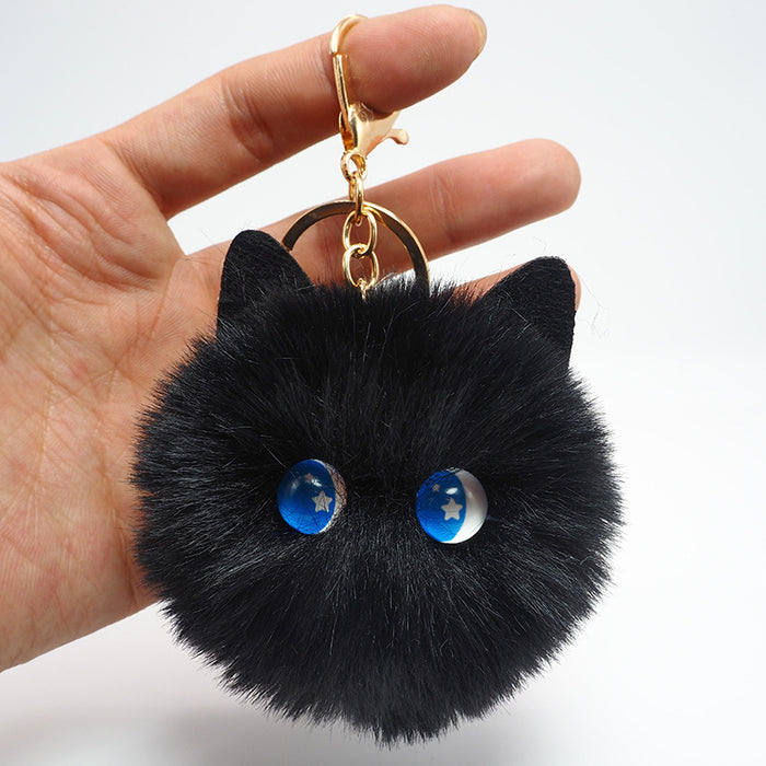 Wholesale Handmade cartoon cat plush pendant, furry ball, car keychain, backpack ornament