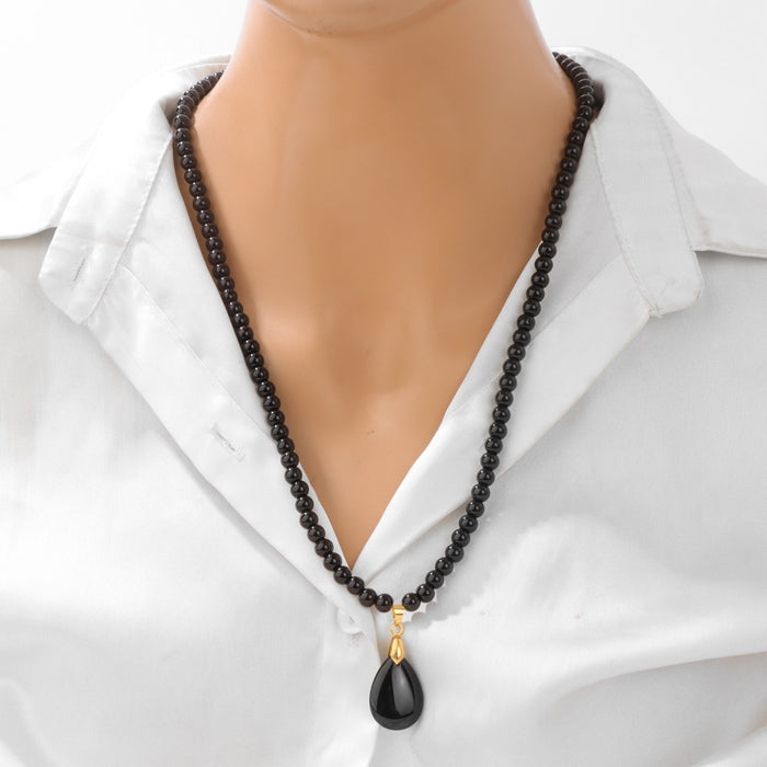 Wholesale 6mm stone bead teardrop pendant long necklace