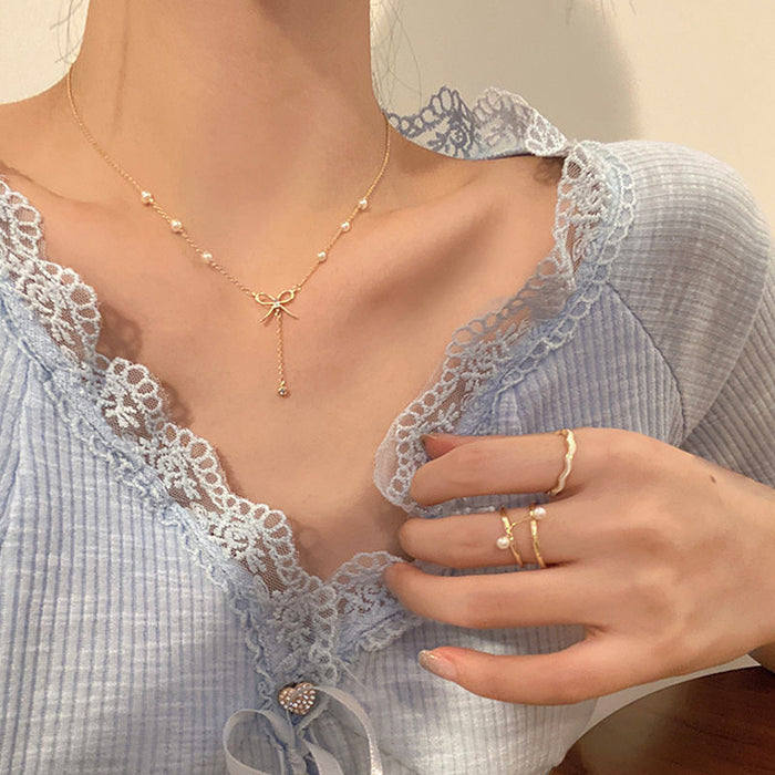 Wholesale Butterfly Knot Neck Chain, New Light Luxury, Niche Design, Clavicle Chain, Simple Accessories