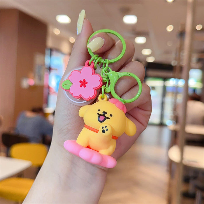 Wholesale Cute puppy keychain cartoon puppy schoolbag hanging price car keychain claw machine small gift