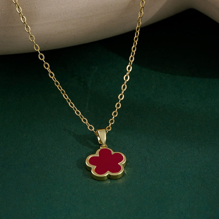 Wholesale Five-petal Flower Single Alloy Necklace JDC-NE-ZhuoM018